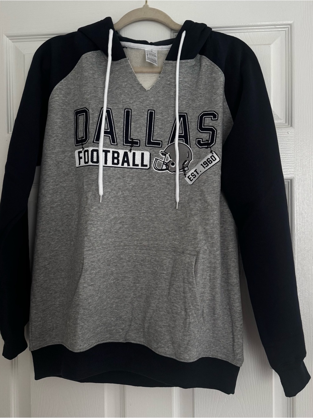 Dallas Football Hooded Pullover Sweatshirt - Grey & Navy Blue